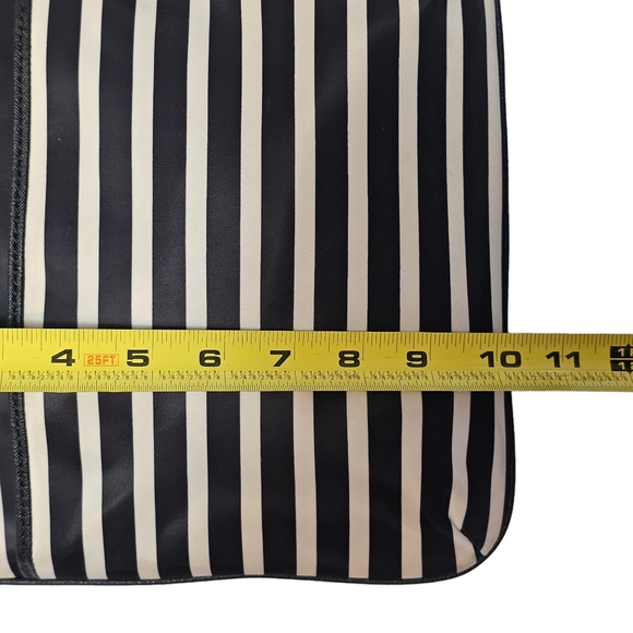Kate Spade Black White Striped Nylon Leather Trim Crossbody Purse - Picture 14 of 16